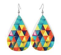 colorful triangle earring women earings leather teardrop double sided earrings dangle lightweight earrings for women ear accessories fashion jewelry birthday gift