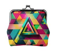 Colorful Triangle Pattern Coin Purse, Small Travel Kit Storage Pouch for Weekend Getaways and Business Trips