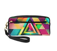 Colorful Triangle Pattern Print Women Makeup Bag Cosmetic Pouch Stationery Pencil Case Toiletry Travel Companion