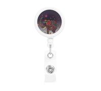 Colorful Tribal Floral Elephant Badge Reel Retractable Badge Holder with Keychain Funny ID Clips for Badges Lightweight Plastic Name Card Holders for Nurses Office Teacher