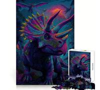 Colorful Triceratops Jungle Adult Jigsaw Puzzle1000 Pieces Brain Think, Sharp Detail, Real Challenge, Home Accent (50x75cm)