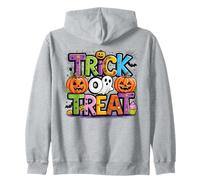 Colorful Trick or Treat Shirt Pumpkins Ghost Kids Boys Girls Zip Hoodie