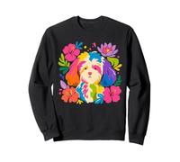 Colorful Tropical Cavapoo Dog Floral Summer Sweatshirt