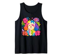 Colorful Tropical Cavapoo Dog Floral Summer Tank Top