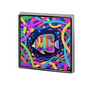 Colorful Tropical Fish in Abstraction Lapel Pins Patriotic Pin for Men Women Square Metal Badge Brooch Accessories Party Favors, Hat Suit Decorations Enamel Lapel Pins Aluminum Alloy
