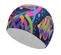 Colorful Tropical Fish in Abstraction Swim Cap High Elasticity Anti Slip Waterproof Comfortable Swim Hat Bathing Cap for Men Women