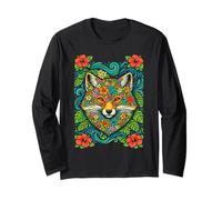 Colorful Tropical Fox Hawaiian Floral Animal Summer Vibes Long Sleeve T-Shirt