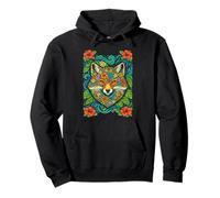 Colorful Tropical Fox Hawaiian Floral Animal Summer Vibes Pullover Hoodie