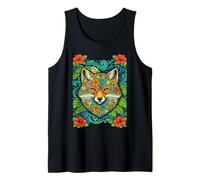 Colorful Tropical Fox Hawaiian Floral Animal Summer Vibes Tank Top