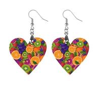 Colorful Tropical Fruit Fashion Wooden Earrings for Women | Lightweight Boho Dangle Drop Earring Charms Trendy Jewelry Gift