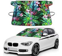 Colorful Tropical Leaf Print Car Windshield Sun Shade, Oxford Winter Windshield Cover For Snow Ice Uv Secure For All-Season