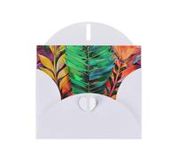 Colorful Tropical Leaf Prints Pearl Paper Horizontal Festival Greeting Card for Birthday Cards and All Occasions, White
