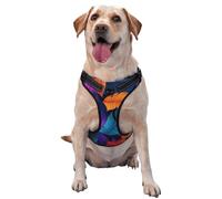 Colorful Tropical Leaves Blue Purple Orange No Pull Dog Harness Adjustable Reflective Oxford Easy Control Medium Large Dog Harness