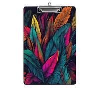 Colorful Tropical Leaves Pattern Clipboard Colorful Sturdy Acrylic Clipboard Decorative Clip Board with Metal Clip Cute Plastic Clipboards A4 for Nurses Office（Standard Size 8.5" X 12.5"）