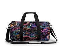 Colorful Tropical Leaves Pattern Gym Bag Small Travel Duffle Bag with Compartment Carry On Weekender Bag for Women Men, Various Shapes of Colors, 17.7in/9in/9in