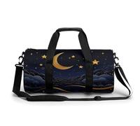 Colorful Tropical Leaves Pattern Gym Bag Small Travel Duffle Bag with Compartment Carry On Weekender Bag for Women Men, There are stars and moon on it, 17.7in/9in/9in