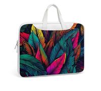 Colorful Tropical Leaves Pattern Printed Leather Shoulder Messenger Bag Briefcase for Men Women Travel Business Office Hangbag Laptop Pack Crossbody