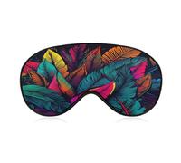 Colorful Tropical Leaves Pattern Sleep Mask Personality Eye Sleep Shade Cover Comfortable Breathable Sleeping Blindfold Soft Comfortable Night Eye Cover Adjustable Band Eye Mask for Men Women
