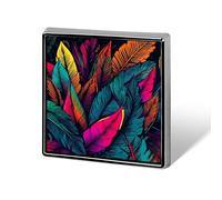 Colorful Tropical Leaves Pattern Square Lapel Pin 0.7x0.7in Aluminum Badge Stylish Personalized Accessory Daily Wear