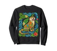 Colorful Tropical Otter Hawaiian Floral Animal Summer Vibes Sweatshirt