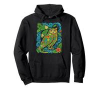 Colorful Tropical Owl Hawaiian Floral Animal Summer Vibes Pullover Hoodie