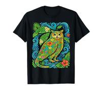 Colorful Tropical Owl Hawaiian Floral Animal Summer Vibes T-Shirt