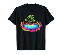 Colorful Tropical Palm Island Paradise Lagoon T-Shirt