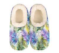 Colorful Tropical Palm Leaves Slippers for Women Slipper Socks Soft House Slippers Shoes for Bedroom Indoor, Winter Cozy Christmas Gifts