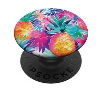 Colorful Tropical Pineapple Watercolor Jungle Pattern PopSockets Adhesive PopGrip