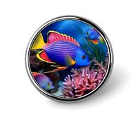 Colorful Tropical Sea Fish Badges Decorative, Durable Aluminum Alloy Round Badge, Lightweight Button Brooch for Shirts, Jackets, Hats, Uniforms 1"