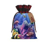 Colorful Tropical Sea Fish Printed drawstring gift bags Christmas drawstring gift bags perfect for Christmas party decorations and candy wrapping