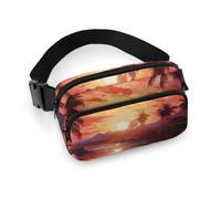 Colorful Tropical Sunset Fanny Pack for Women Men Waist Bag Belt Bag Adjustable Casual Bag for Travel Sports Hiking, white, 7.9x5.1inches