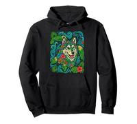 Colorful Tropical Wolf Hawaiian Floral Animal Summer Vibes Pullover Hoodie