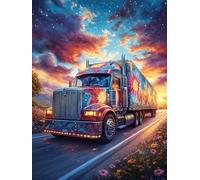Colorful Truck Driving on A Highway 1000 Piece Pack Classic Jigsaw Puzzle Scenery Science Fiction Couple Puzzle Partners Ultra Difficult Wall Decor Easter New Year Cardboard 1000 PCS