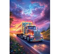 Colorful Truck Driving on A Highway 500-piece Jigsaw Puzzle Set Wildlife Pet For Adults Teens 14+ Logic Skill Indoor Game Family Game Night Summer Paperboard 500 PCS