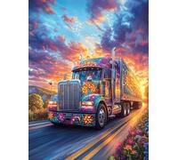 Colorful Truck Driving on A Highway 500 Piece Pack Classic Jigsaw Puzzle Wildlife Pet Couple Puzzle Partners Ultra Difficult Wall Decor Easter New Year Eco Friendly Cardboard 500 PCS