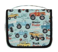 Colorful Truck Hanging Toiletry Bag Travel Wash Bag Cosmetic Makeup Accessories Organizer Waterproof Shower Bag Beauty Pouch for Women Girls Kids Cartoon Car Gift