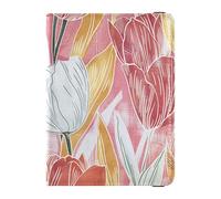 Colorful Tulips Beautiful Flowers Leather Passport Card Holder Cover Combo Wallet Passport Holder Waterproof