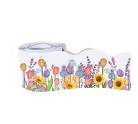 Colorful Tulips Flower Border Trim For Party Bulletins Board Border For Classroom Blackboard Scalloped Paper Border