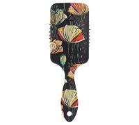 Colorful Tulips On the Black Paddle Brush Hair Brush, Plastic Soft Nylon Pins Air cushion comb, Detangle Anti-Static Dry Wet Hair Hairbrush for Smoothing Women Men Hair