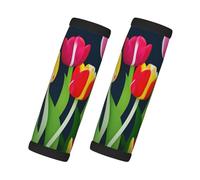 Colorful Tulips pattern Print Luggage Handles Wrap Grips 2 Packs with Card for Standard Luggage or Door Handles