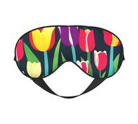 Colorful Tulips Print Comfortable Eye Mask Breathable Adjustable Men Women Lightweight Travel Yoga Work