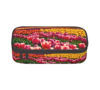 Colorful Tulips Print Fashionable Functional Pencil Case Convenient Daily Use Storage Makeup Toiletries