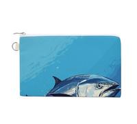 Colorful Tuna Coin Purse Mini Change Wallet Portable Change Purse Cute Canvas Coin Wallet Bag with Zipper for Men & Women