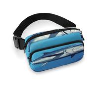 Colorful Tuna Fanny Pack Belt Bag with Adjustable Strap Fashion Waist Bag for Outdoor Sports Hiking, white, 20x13cm, Full Printed Waist Bag