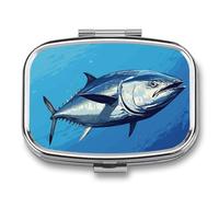 Colorful Tuna Travel Pill Organizer - Daily Pill Box to Hold Vitamins, Portable Pill Case Cod Liver Oil Storage Box with 2 Compartment for Pocket Purse
