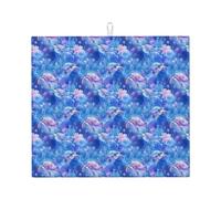 Colorful Turtle Seabed Print Microfiber Dish Drying Mats for Kitchen Counter, Machine Wash Super Absorbent Dish Drying Pad Rack Mat 16x18 Inch