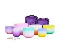 Colorful Two-tone Gradient Crystal Bowl Singing Bowl Set, 7-scale Set, Professional-grade Meditation Instrument, Handcrafted Adult Stress Relief Tool, Yoga SPA, Meditation Healing Bowl, Comes With A T