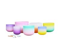 Colorful Two-tone Gradient Crystal Bowl Singing Bowl Set, 7-scale Set, Professional-grade Meditation Instrument, Handcrafted Adult Stress Relief Tool, Yoga SPA, Meditation Healing Bowl, Comes With A T