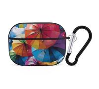 Colorful Umbrella AirPods Pro Case Cover with Keychain Ring PC Hard Shell Protective Case for AirPods Pro 2nd for Women Men Generation Easy Open Full Drop Protection Cover Black-Style